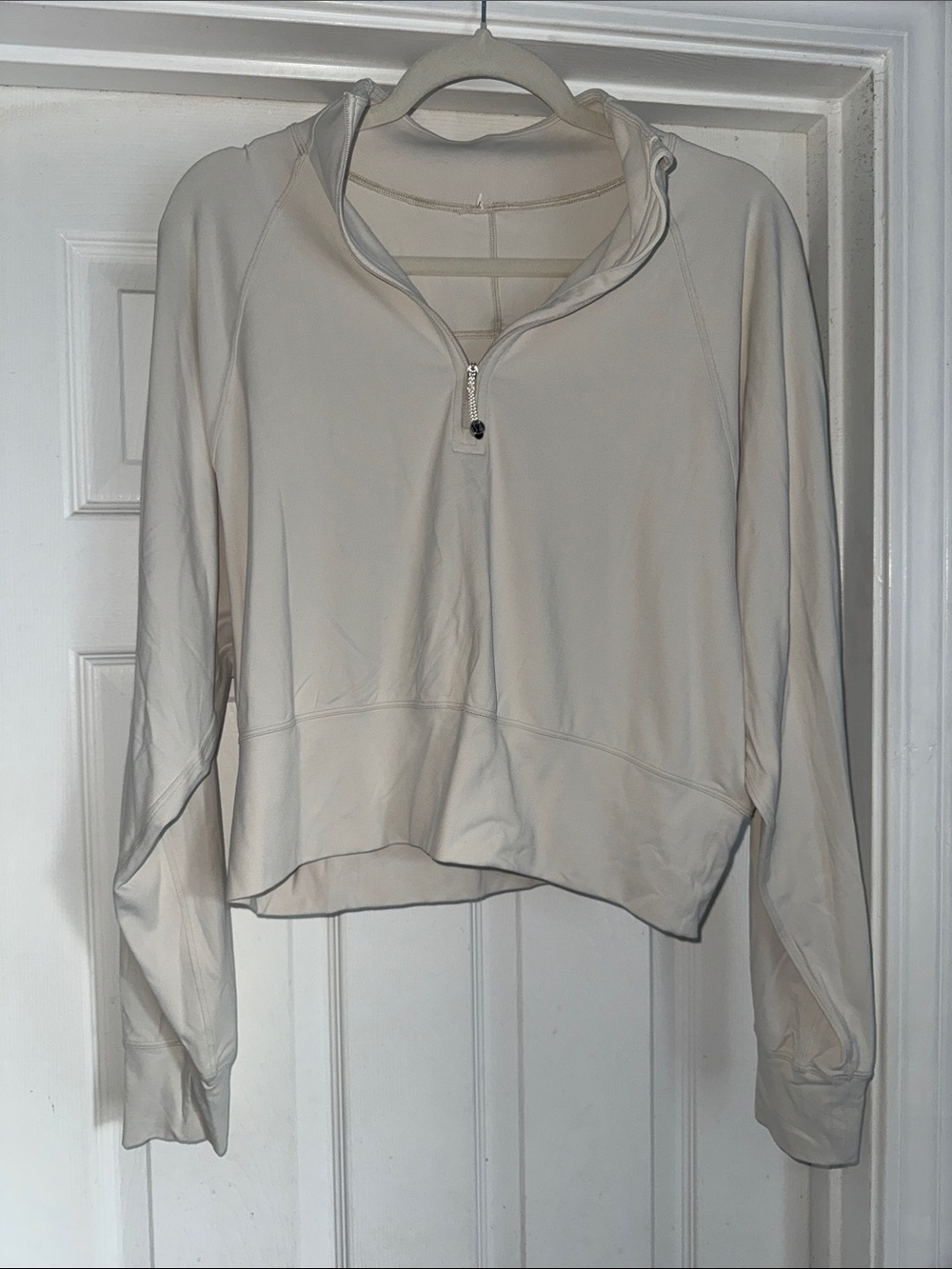 Lululemon Ready to Rulu 1/2 Zip pullover, Ivory, sz 10